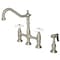 Kingston Brass KS1278PXBS Heritage Bridge Kitchen Faucet W/Brass Sprayer, Brushed Nkl KS1278PXBS - alternate 1